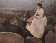 Edvard Munch The girl  at the sea bank oil on canvas